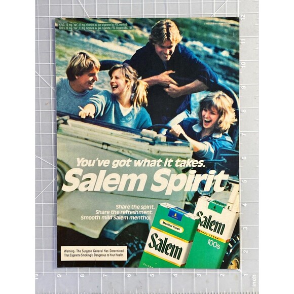Salem Cigarettes "You have what it takes: Salem Spirit" Vintage Print Ad 1982 - Picture 2 of 3